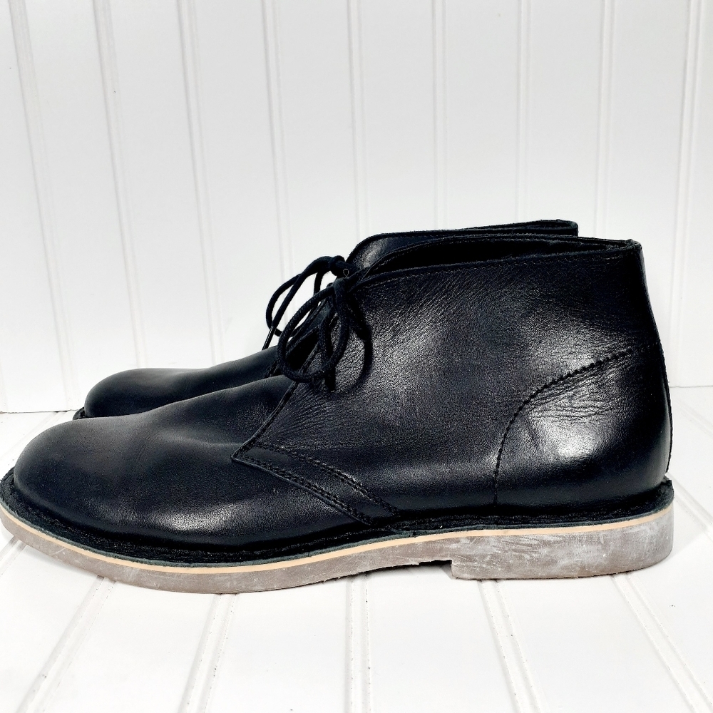 NEW The Rail Men's Black Leather Lace Up Ankle Boots H792